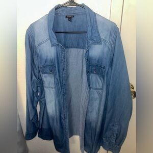 Medium wash denim button down shirt size 3x